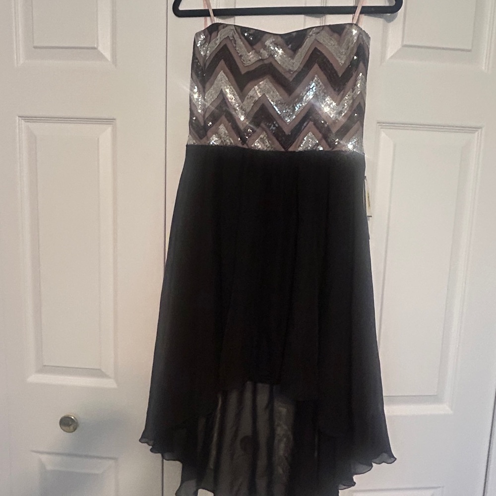 Black Strapless Sequin Dress